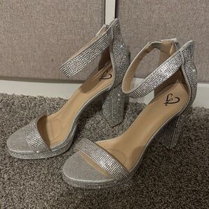 Silver Rhinestone Heels